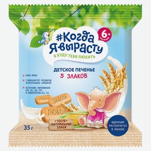 Детское печенье «#Когда я вырасту» 5 злаков, от 6 мес, 35 г