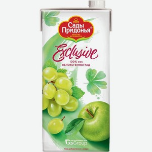 Сок Сады Придонья яблоко, виноград восстановленный осветленный для питания детей старше 3-х лет 1.93л