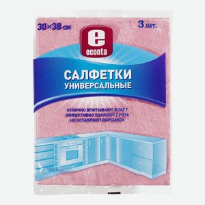 Салфетки Econta универсальные 30 х 38 см 3 шт. 1 упаковка цвет в ассортименте