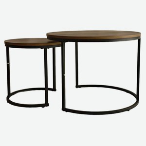 Стол журнальный круглый коричневый, 40x40x40 см и 60,5x60,5x45 см