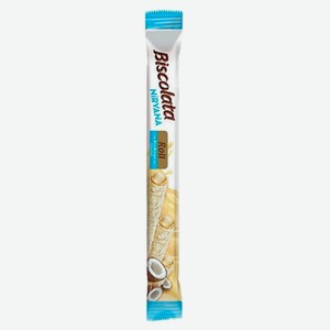 Вафли Biscolata Roll с белым шоколадом, молочной начинкой и кокосом 26л.