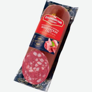 Колбаса Владимирский стандарт Московская из мяса птицы варено-копченая 350г, 350 г