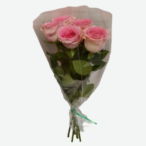 Букет живых срезанных цветов Эквадор из 5 эквадорских роз в упаковке в ассортименте h 50 см, 1 шт