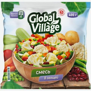 Смесь овощная Global Village 8 Овощей быстрозамороженная 400г, 400 г