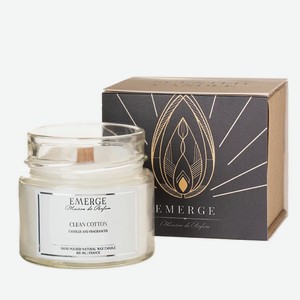 EMERGE Свеча ароматическая Чистый Хлопок с деревянным фитилем, 100 мл