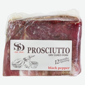 Вяленое мясо Прошутто сыровяленый «Сытный Дом» свиной с черным перцем нарезка, вес цена за 100 г