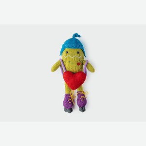 Вязаная игрушка ручной работы  Чудик в роликах . Цвет зелёный 1 шт