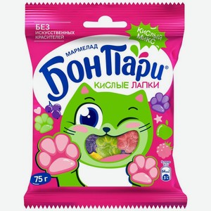 Мармелад жевательный Bon Paris Кислые Лапки фруктовый, 75г