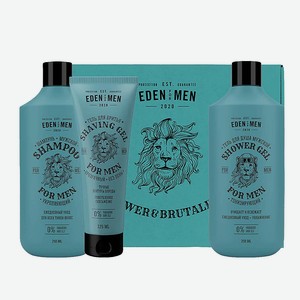 EDEN Подарочный набор For men шампунь+гель для душа+гель для бритья прозрачный, 250 мл + 125 мл + 250 мл
