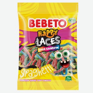 Жевательный мармелад BEBETO HAPPY LACES SOUR RAINBOW SPAGHET