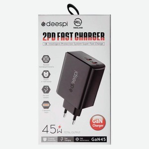 Сетевое зарядное устройство Red Line DEESPI GC-04, GAN 2XUSB-C PD45W, черное