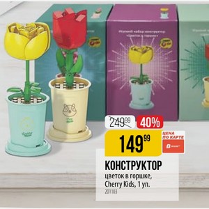 КОНСТРУКТОР цветок в горшке, Cherry Kids, 1 уп.
