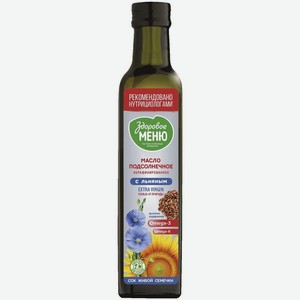 Масло Здоровое меню подсолнечное нерафинированное 250мл, 250 мл