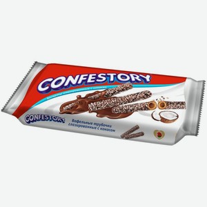Вафельные трубочки Confestory Райский хруст глазированные с кокосом, 105г