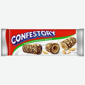 Рулетики Confestory вафельные с арахисом глазированные, 120г