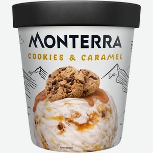 Мороженое Monterra Cookies&Caramel с карамельным соусом и кусочками печенья 12.7% БЗМЖ298г, 480 мл