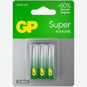 Батарейки GP Super Alkaline ААА 6шт., 6 шт