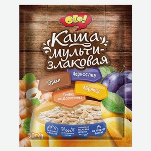 Каша мультизлаковая «ОГО!» семена подсолнечника абрикос орехи и чернослив, 50 г