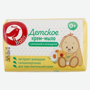 Крем-мыло детское АШАН Красная птица с ромашкой и календулой, 90 г