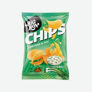 Чипсы Big Bon со вкусом сметаны и лука из сырого картофеля, 140г