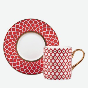 ИМПЕРАТОРСКИЙ ФАРФОРОВЫЙ ЗАВОД Чашка с блюдцем кофейная  Скарлетт , 1 шт.