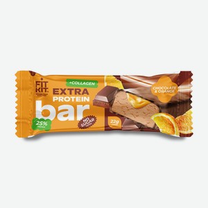 Батончик Fit Kit Extra Protein Bar апельсин, шоколад глазир.