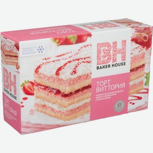 Торт Baker House Виттория клубничный бисквитный 350г, 350 г