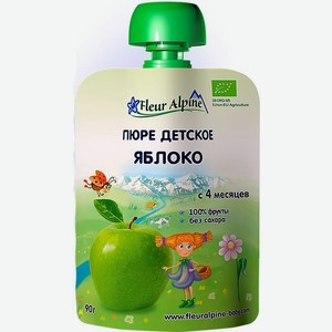 Пюре детское Fleur Alpine Яблоко, с 4 месяцев, 90г, 90 г