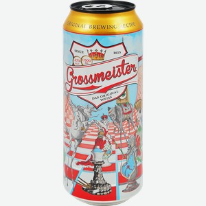 Напиток пивной светлый GROSSMEISTER Das Original Weiss пшеничный нефильтрованный пастеризованный неосветленный 4,7%, 0.5л