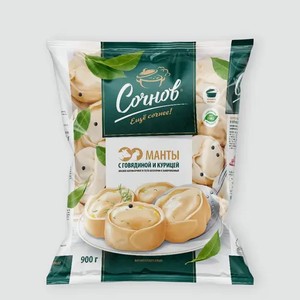 Манты «Сочнов» с говядиной и курицей, 900 г