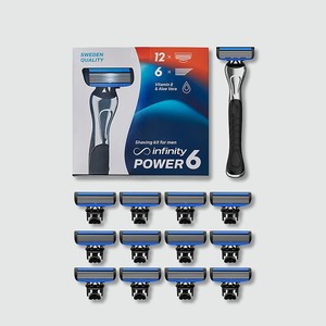 INFINITY Мужская бритва станок +12 сменных кассет Power 6 подарочный набор, 1 шт.