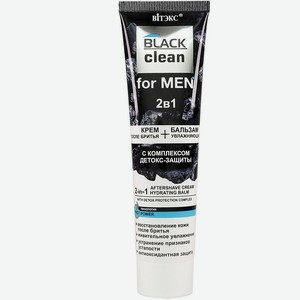 ВИТЭКС Крем после бритья +увлажняющий бальзам с комплексом детокс-защиты 2 в 1 Black Clean for Men, 100 мл