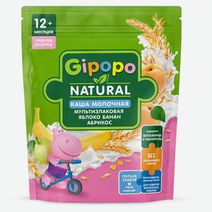 Каша сухая молочная детская Gipopo Мультизлаковая яблоко банан абрикос с 12 мес., 200 г