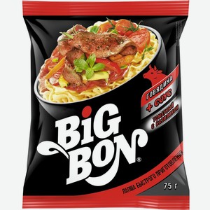 Лапша Big Bon говядина + соус с базиликом, 75г, 75 г