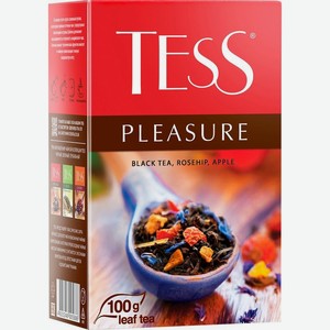 Чай Tess Pleasure черный с шиповником и яблоком листовой 100г, 100 г