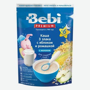 Молочная каша Bebi Premium 3 злака с яблоком и ромашкой