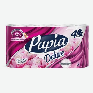 Туалетная бумага Papia Deluxe Paradiso Dei Fiori 4 слоя, 8шт., 8 шт