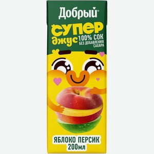 Сок Добрый Супер Джус яблоко-персик 0.2л, 200 мл