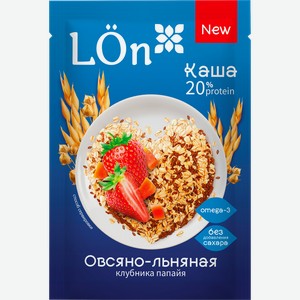 Каша овсяно-льняная LON с клубникой и папайей, моментальная, 30г
