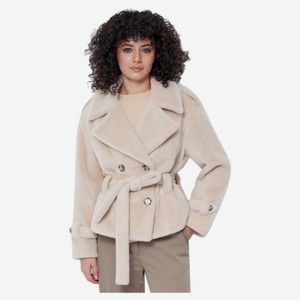 Пальто меховое жен. 1-4107/2м-0355 кремовый (46) 170-92-100