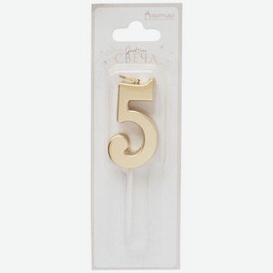 Свеча City Home Trade Цифра 5 металлик Г11 4.5см, 1шт., 1 шт