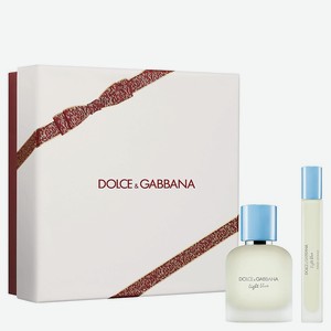 DOLCE&GABBANA Подарочный набор мужской Light Blue Pour Homme Mini Gift Set, Туалетная вода, спрей 50 мл + Туалетная вода, спрей 10 мл