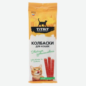 Колбаски для кошек Двойное удовольствие с цыпленком и печень