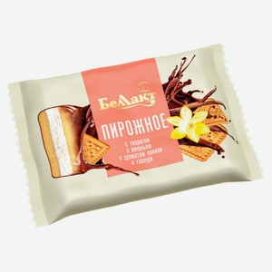 Пирожное с творогом «Беллакт» с печеньем с ароматом ванили в глазури 24% БЗМЖ Беларусь охлажденное, 75 г