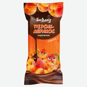 Пирожное с творогом «Беллакт» с вафлей с начинкой персик абрикос в глазури 23% БЗМЖ Беларусь охлажденное, 50 г