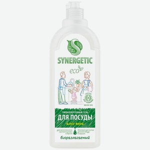 Средство для мытья посуды Synergetic с ароматом алоэ гипоаллергенный, 1л, 1 л