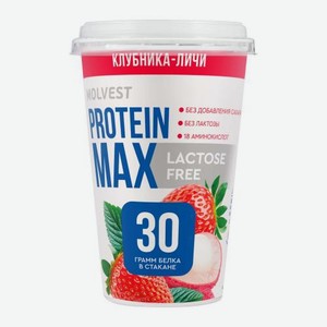Напиток кисломолочный безлактозный Клубника-личи Молвест Protein Max 0.6% 240г