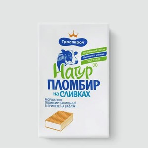 Мороженое «Гроспирон» НатурПломбир на сливках в брикете, 90 г