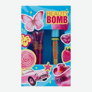 Подарочный набор для макияжа Beauty Bomb Блеск для губ тон 02 + Гель для бровей в ассортименте
