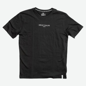 Футболка оверсайз мужская черная U-вырез с принтом SERGIO DA